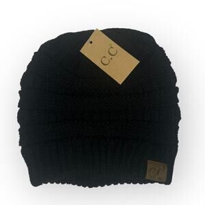 Classic NWT C.C Beanie Adult One Size HAT20A Black Slouchy Chunky Knit Winter